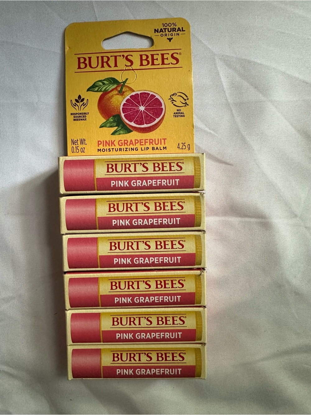 Burt's Bees Pink Grapefruit Moisturizing Lip Balm 0.15 oz 6 Count